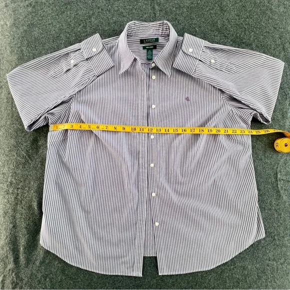 Lauren Ralph Lauren women’s button-up 1X plus sz purple white stripes non iron - Picture 7 of 8